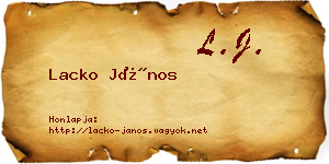 Lacko János névjegykártya